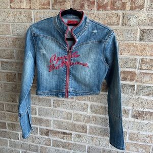 Vintage Apple Bottom Crop Zip Up Jacket